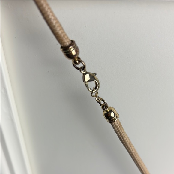 Cream and Gold Waterfall Necklace with iridescent crystal bead accent - Picture 9 of 9